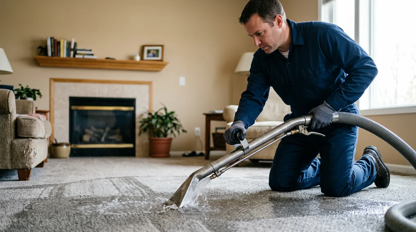 Water damage restoration technician working near Kresgeville, PA